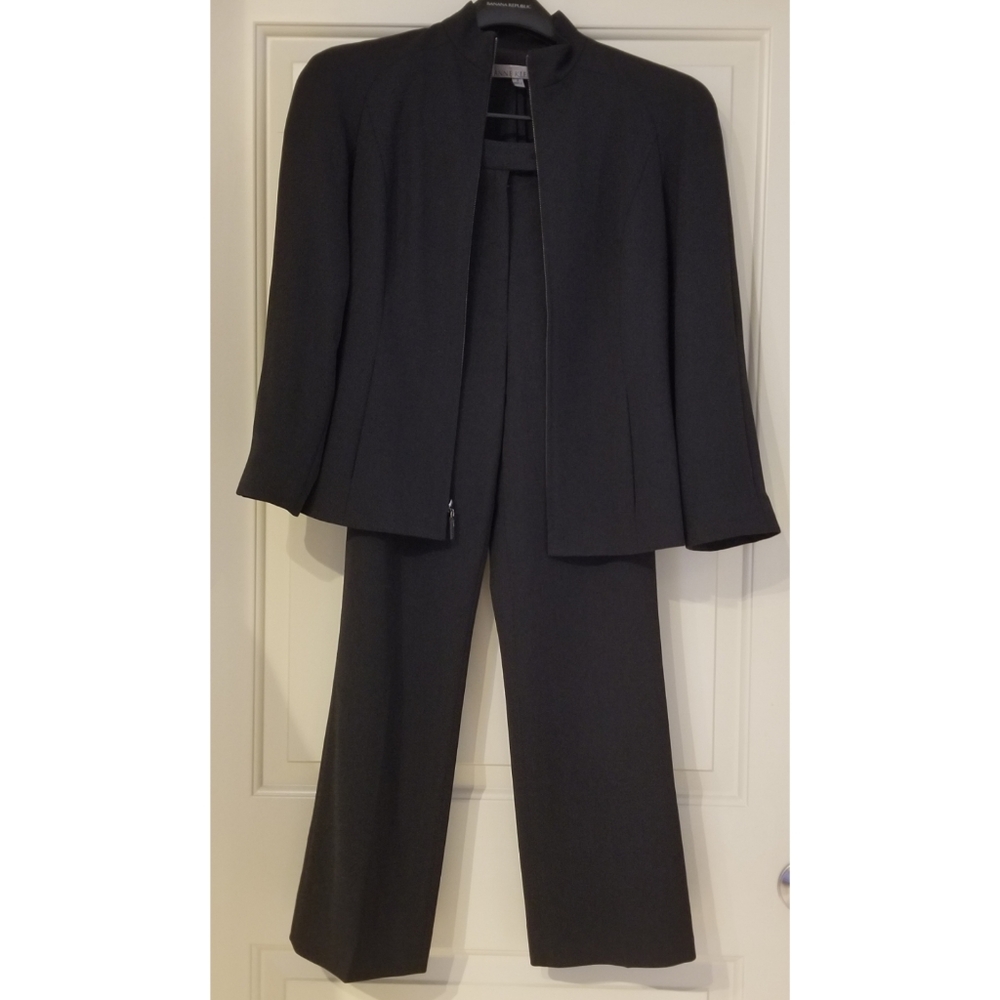 Anne Klein Womens 2-Piece Black Pant Suit Size 2P